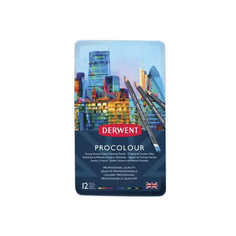 Lapices de colores derwent procolour caja metalica 12 unidades colores surtidos
