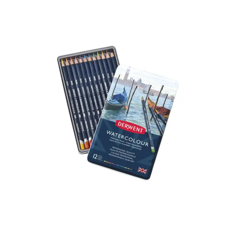 Lapices de colores derwent watercolour caja metalica 12 unidades colores surtidos