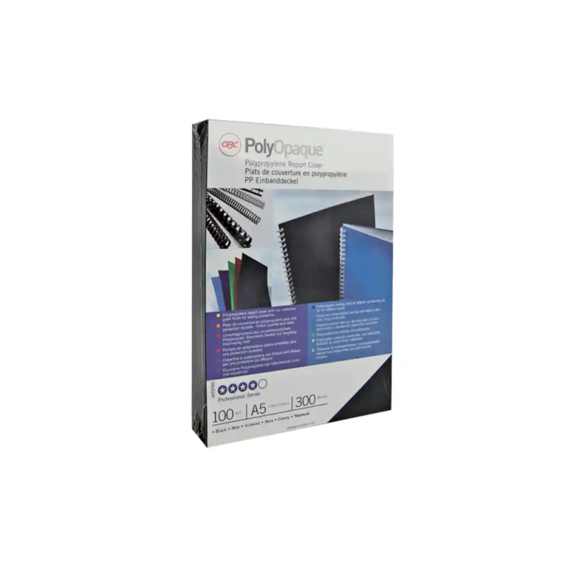 Tapa de encuadernacion gbc polycover polipropileno azul opaco din a4 300 mc paquete de 100 unidades