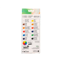 Pintura acrilica liderpapel caja de 12 tubos de aluminio de 12 ml colores surtidos