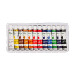 Pintura acrilica liderpapel caja de 12 tubos de aluminio de 12 ml colores surtidos