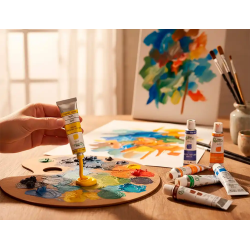 Pintura acrilica liderpapel caja de 12 tubos de aluminio de 12 ml colores surtidos