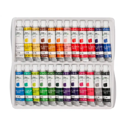 Pintura acrilica liderpapel caja de 24 tubos de aluminio de 12 ml colores surtidos
