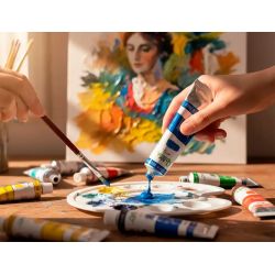 Pintura acrilica liderpapel caja de 24 tubos de aluminio de 12 ml colores surtidos