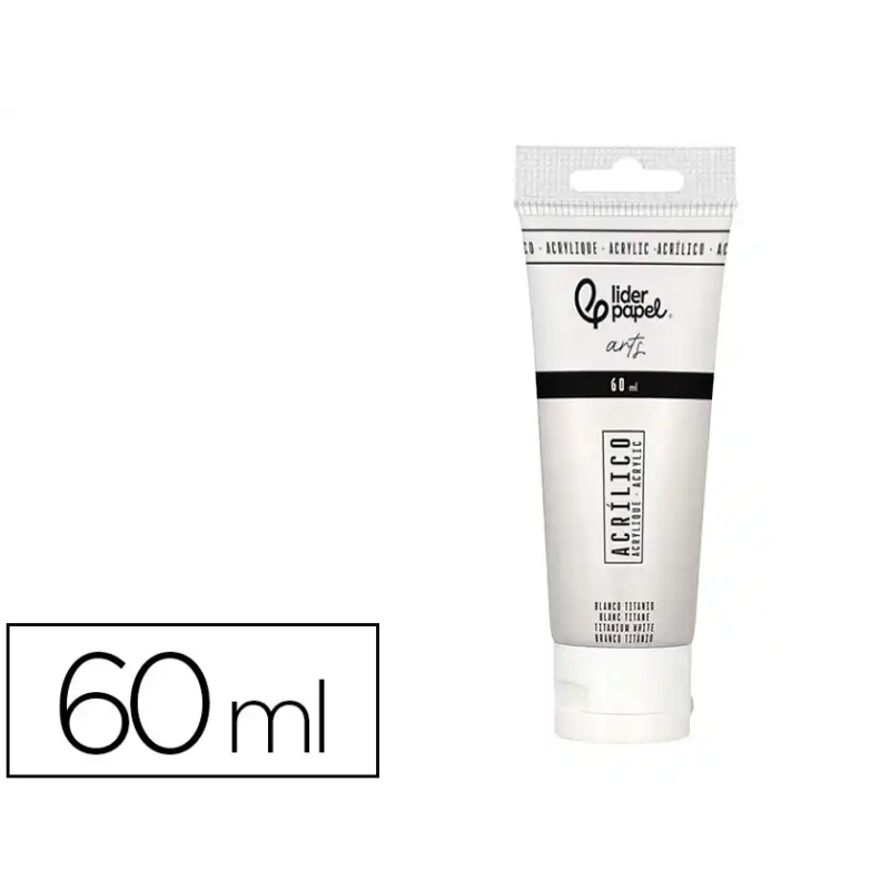 Pintura acrilica liderpapel tubo de plastico de 60 ml color blanco titanio