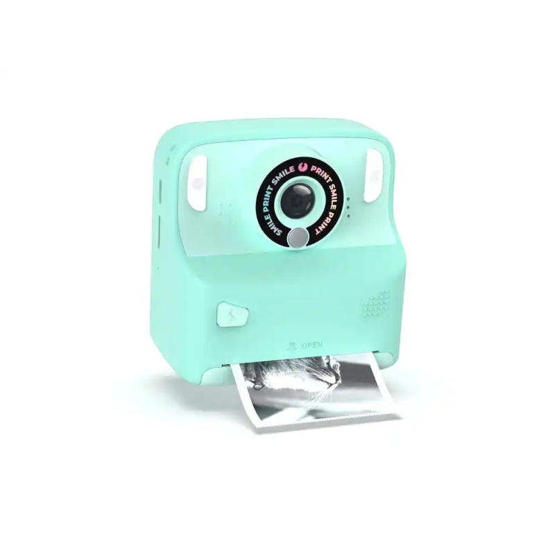 Camara mob con impresion instantanea turquesa