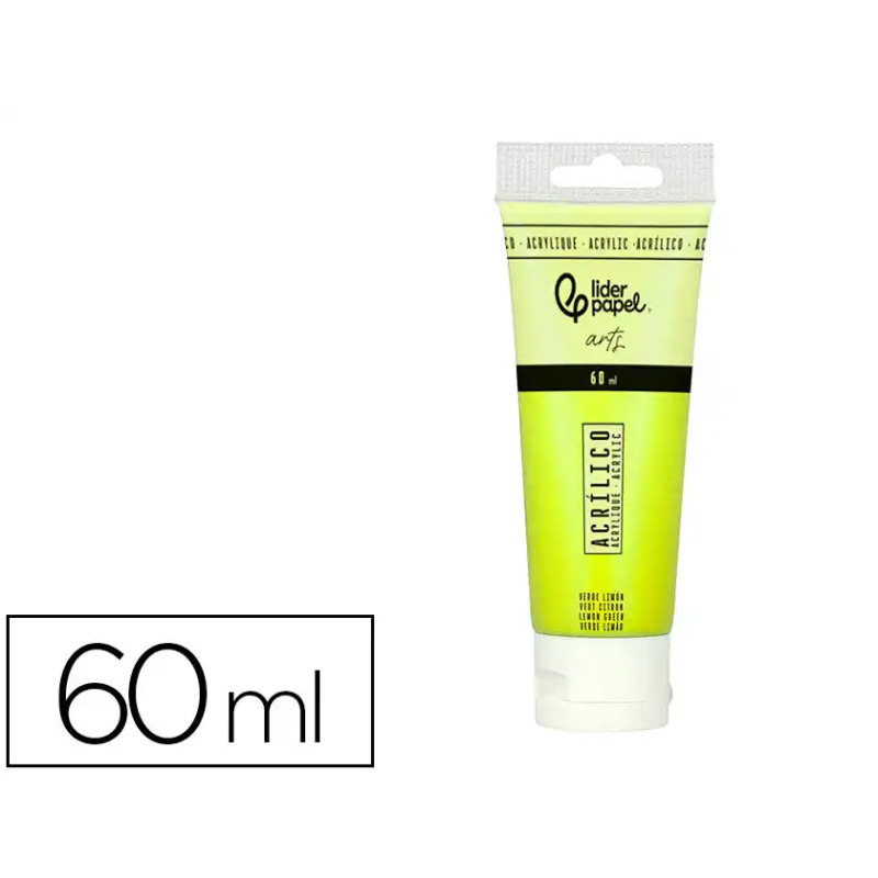 Pintura acrilica liderpapel tubo de plastico de 60 ml color verde limon