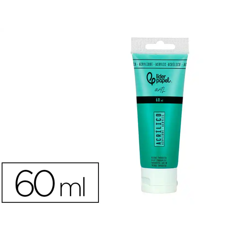 Pintura acrilica liderpapel tubo de plastico de 60 ml color verde turquesa
