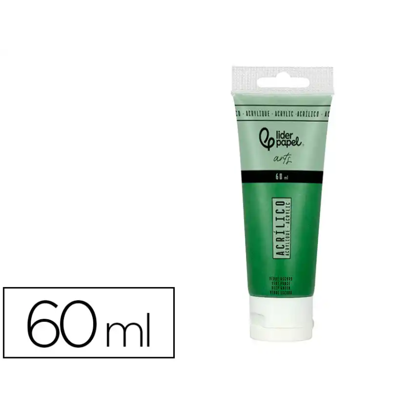 Pintura acrilica liderpapel tubo de plastico de 60 ml color verde oscuro