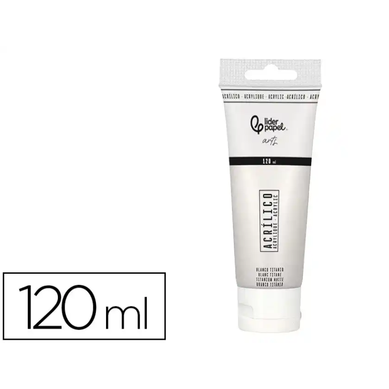 Pintura acrilica liderpapel tubo de plastico de 120 ml color blanco titanio