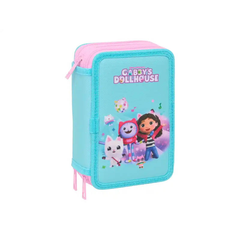 Plumier escolar safta triple 37 piezas gabby's dollhouse 195x125x55 mm
