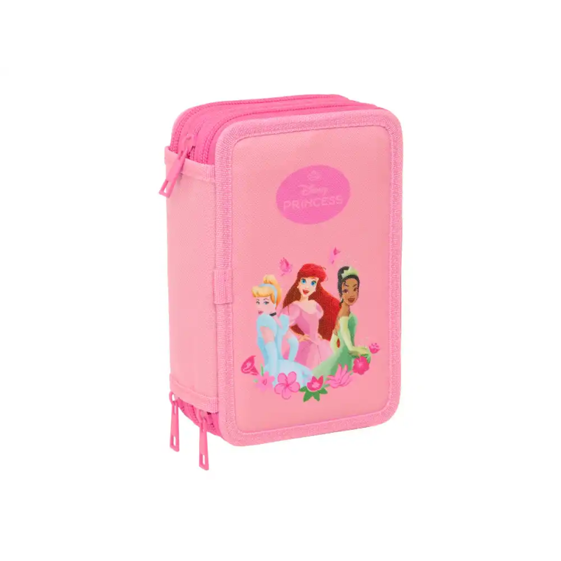 Plumier escolar safta triple 37 piezas princesas 195x125x55 mm