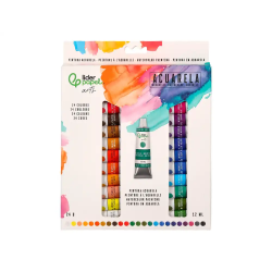 Pintura de acuarela liderpapel caja de 24 tubos de aluminio de 12 ml colores surtidos
