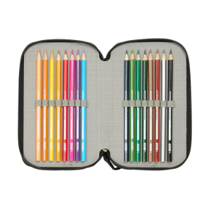 Plumier escolar safta triple cremallera 37 piezas avengers 195x125x55 mm