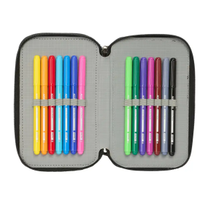 Plumier escolar safta triple cremallera 37 piezas avengers 195x125x55 mm
