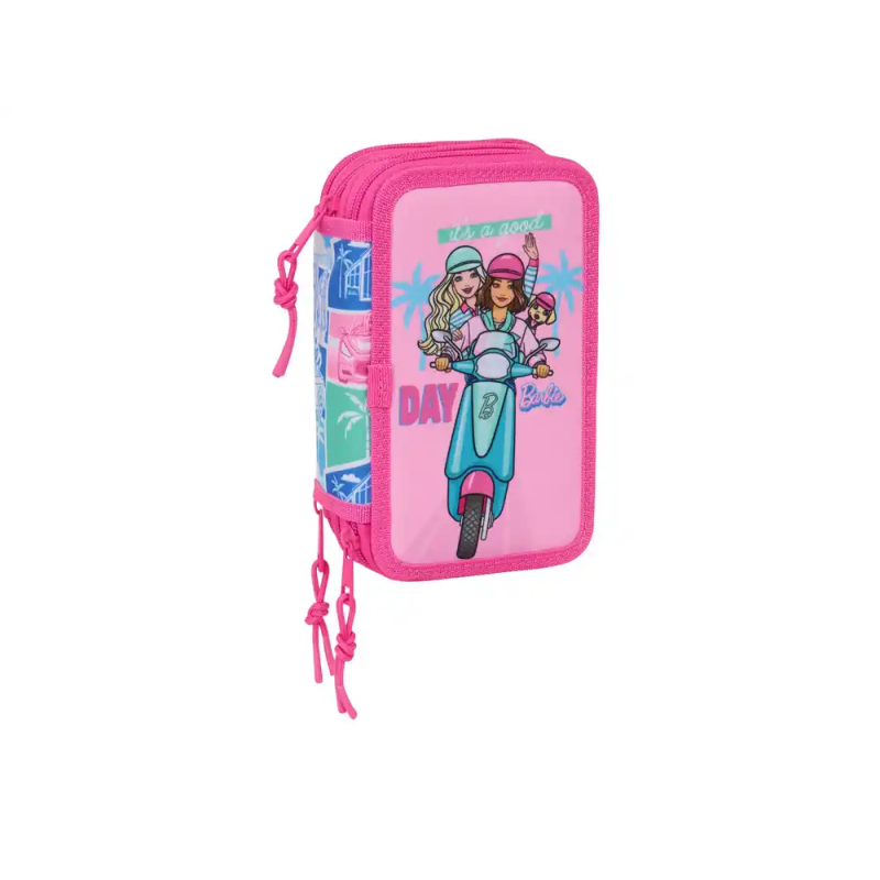 Plumier escolar safta triple cremallera 37 piezas barbie 195x125x55 mm