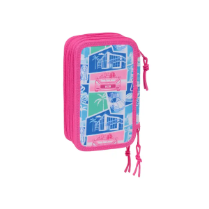 Plumier escolar safta triple cremallera 37 piezas barbie 195x125x55 mm
