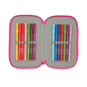 Plumier escolar safta triple cremallera 37 piezas barbie 195x125x55 mm