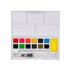 Acuarela liderpapel 12 colores con pincel de agua rellenable y esponja estuche de plastico