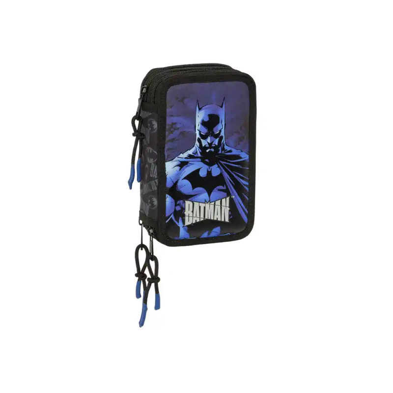 Plumier escolar safta triple cremallera 37 piezas batman 195x125x55 mm