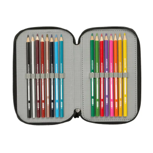 Plumier escolar safta triple cremallera 37 piezas batman 195x125x55 mm