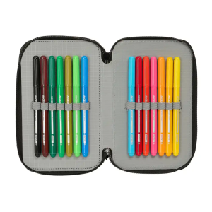 Plumier escolar safta triple cremallera 37 piezas batman 195x125x55 mm