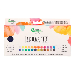 Acuarela liderpapel 24 colores con pincel estuche metalico