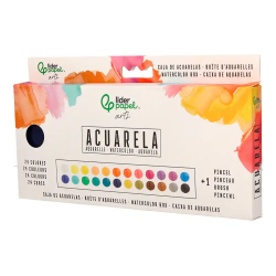 Acuarela liderpapel 24 colores con pincel estuche metalico