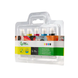 Tempera liderpapel en tubo de alumino de 12 ml estuche de 5 tubos colores primarios