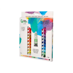 Pintura gouache/tempera liderpapel caja de 24 tubos de aluminio de 12 ml colores surtidos