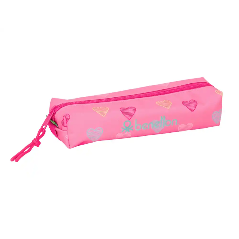 Bolso escolar portatodo safta rectangular con goma elastica benetton heart 40x220x70 mm