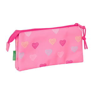 Bolso escolar portatodo safta triple benetton heart 120x220x30 mm