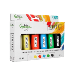 Pintura gouache/tempera liderpapel caja de 6 tubos de plastico de 75 ml colores surtidos