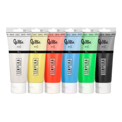 Pintura gouache/tempera liderpapel caja de 6 tubos de plastico de 75 ml colores surtidos