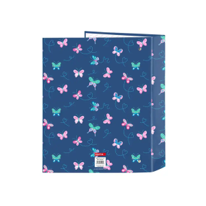 Carpeta carton folio 4 anillas safta lomo ancho blackfit8 mariposas