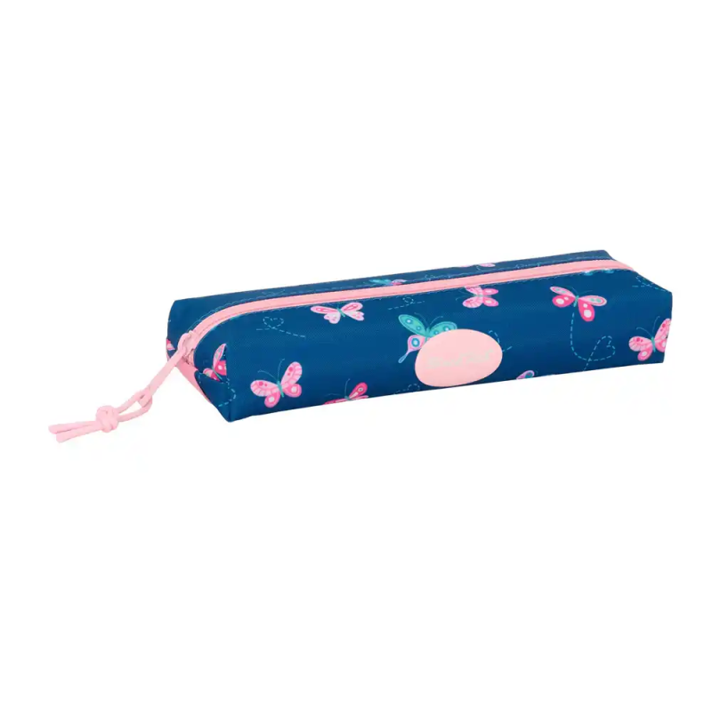 Bolso escolar portatodo safta rectangular con goma elastica blackfit8 mariposas 40x220x70 mm