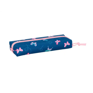 Bolso escolar portatodo safta rectangular con goma elastica blackfit8 mariposas 40x220x70 mm