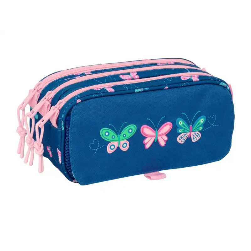 Bolso escolar portatodo safta triple big blackfit8 mariposas 100x215x80 mm