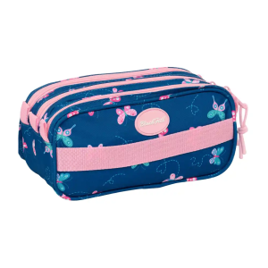 Bolso escolar portatodo safta triple big blackfit8 mariposas 100x215x80 mm