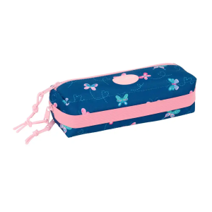 Bolso escolar portatodo safta triple pequeño con goma elastica blackfit mariposas 85x220x60 mm