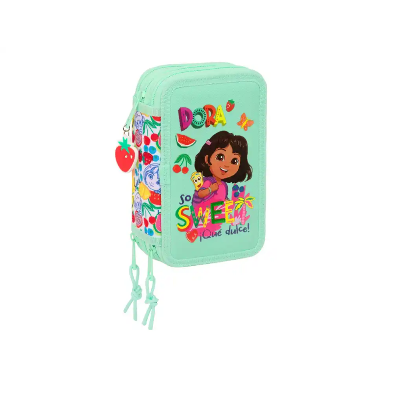 Plumier escolar safta triple cremallera 37 piezas dora 195x125x55 mm
