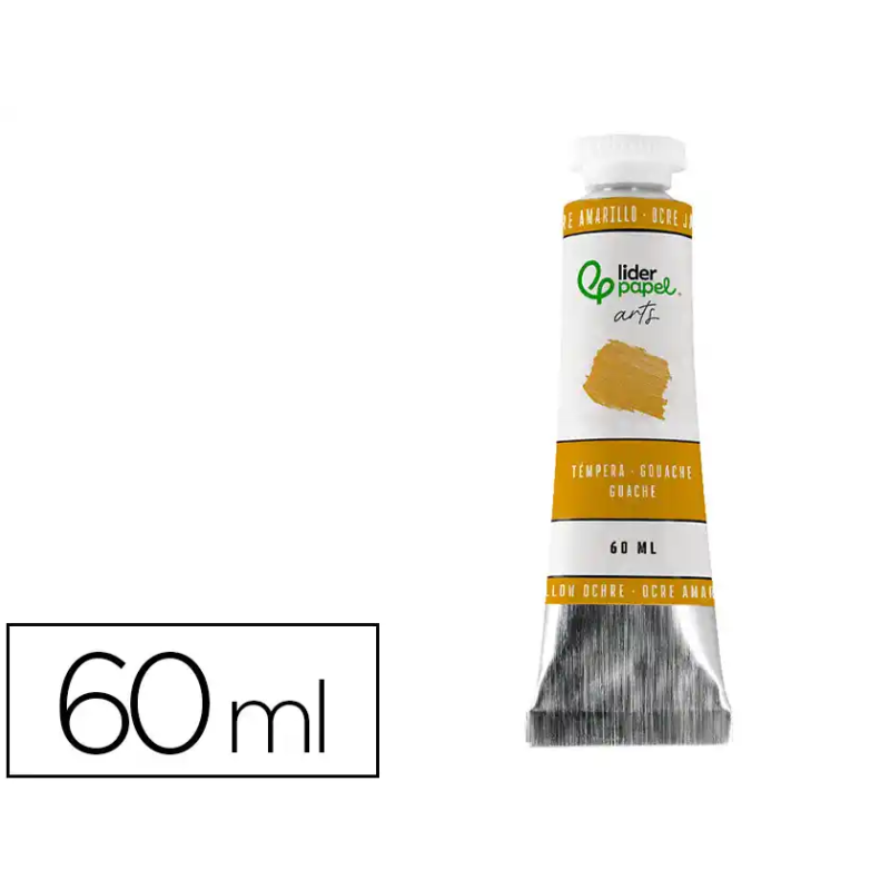 Pintura gouache/tempera liderpapel tubo de aluminio de 60 ml color ocre amarillo