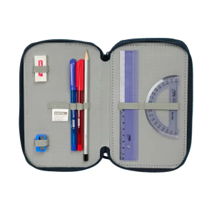 Plumier escolar safta triple cremallera 37 piezas el niño navy 195x125x55 mm