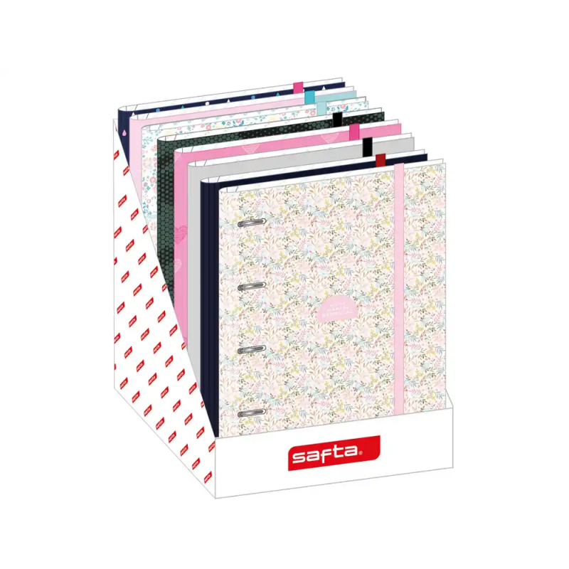Carpeta con recambio safta din a4 cuadro 5 mm con goma y separadores expositor