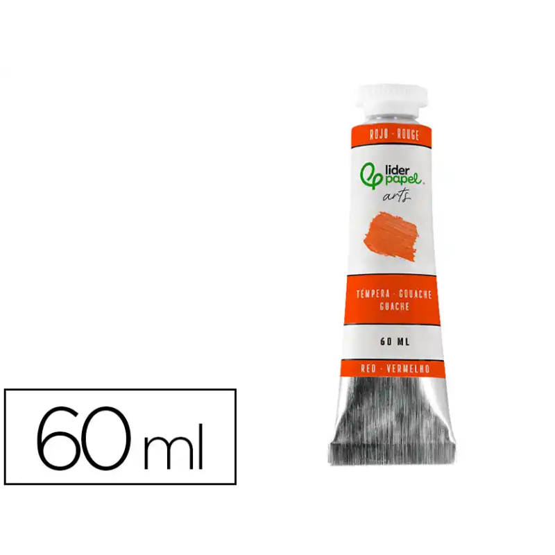 Pintura gouache/tempera liderpapel tubo de aluminio de 60 ml color rojo
