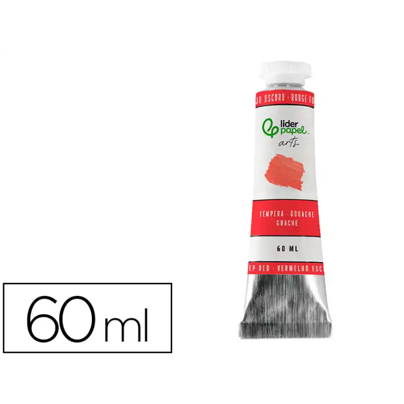 Pintura gouache/tempera liderpapel tubo de aluminio de 60 ml color rojo oscuro