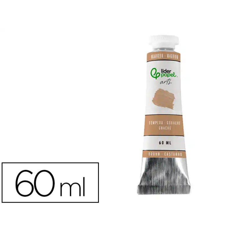 Pintura gouache/tempera liderpapel tubo de aluminio de 60 ml color marron
