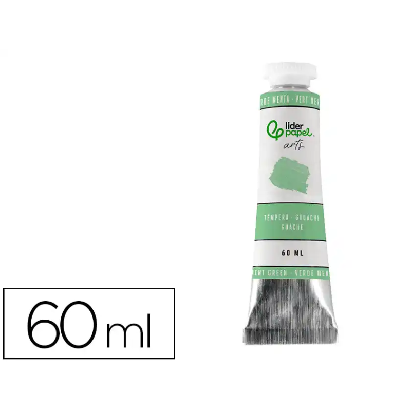 Pintura gouache/tempera liderpapel tubo de aluminio de 60 ml color verde menta