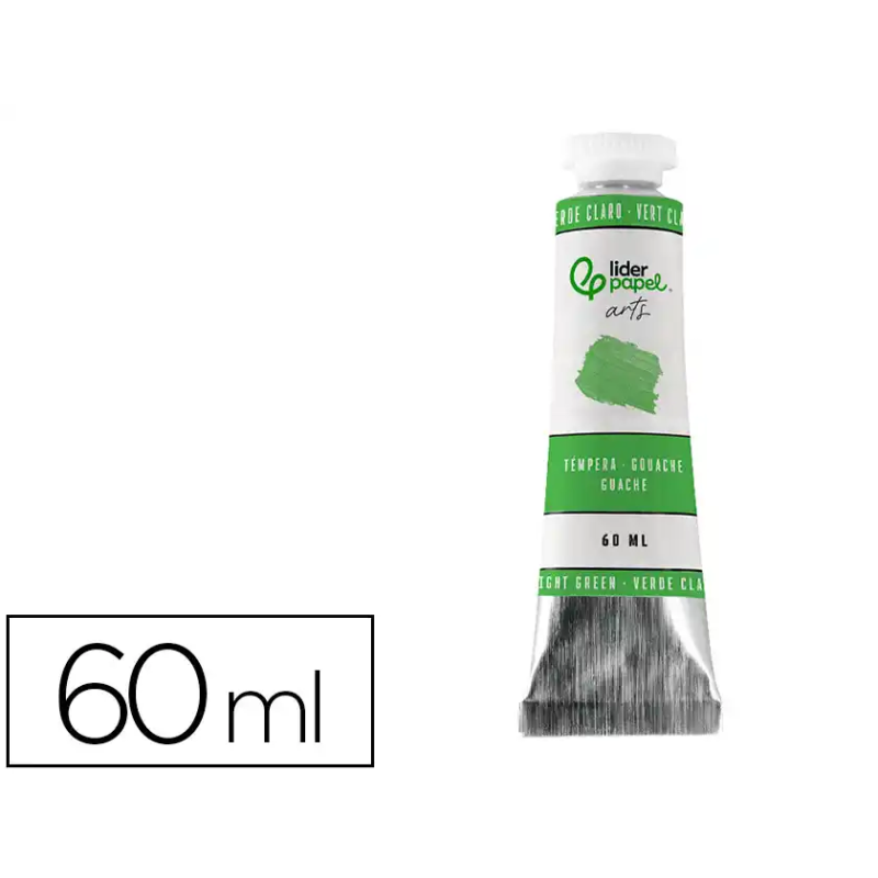Pintura gouache/tempera liderpapel tubo de aluminio de 60 ml color verde claro