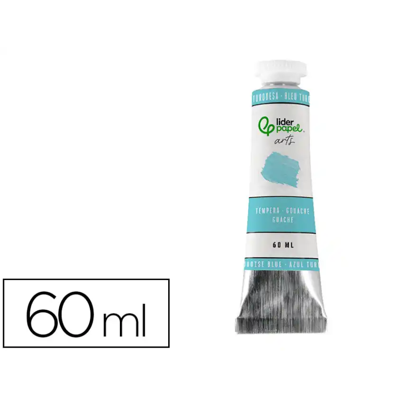 Pintura gouache/tempera liderpapel tubo de aluminio de 60 ml color azul turquesa